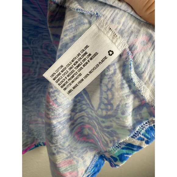Lilly Pulitzer Target Womens Blue Pink Tank Top Sz S High Low Beachy Coastal - Picture 5 of 8